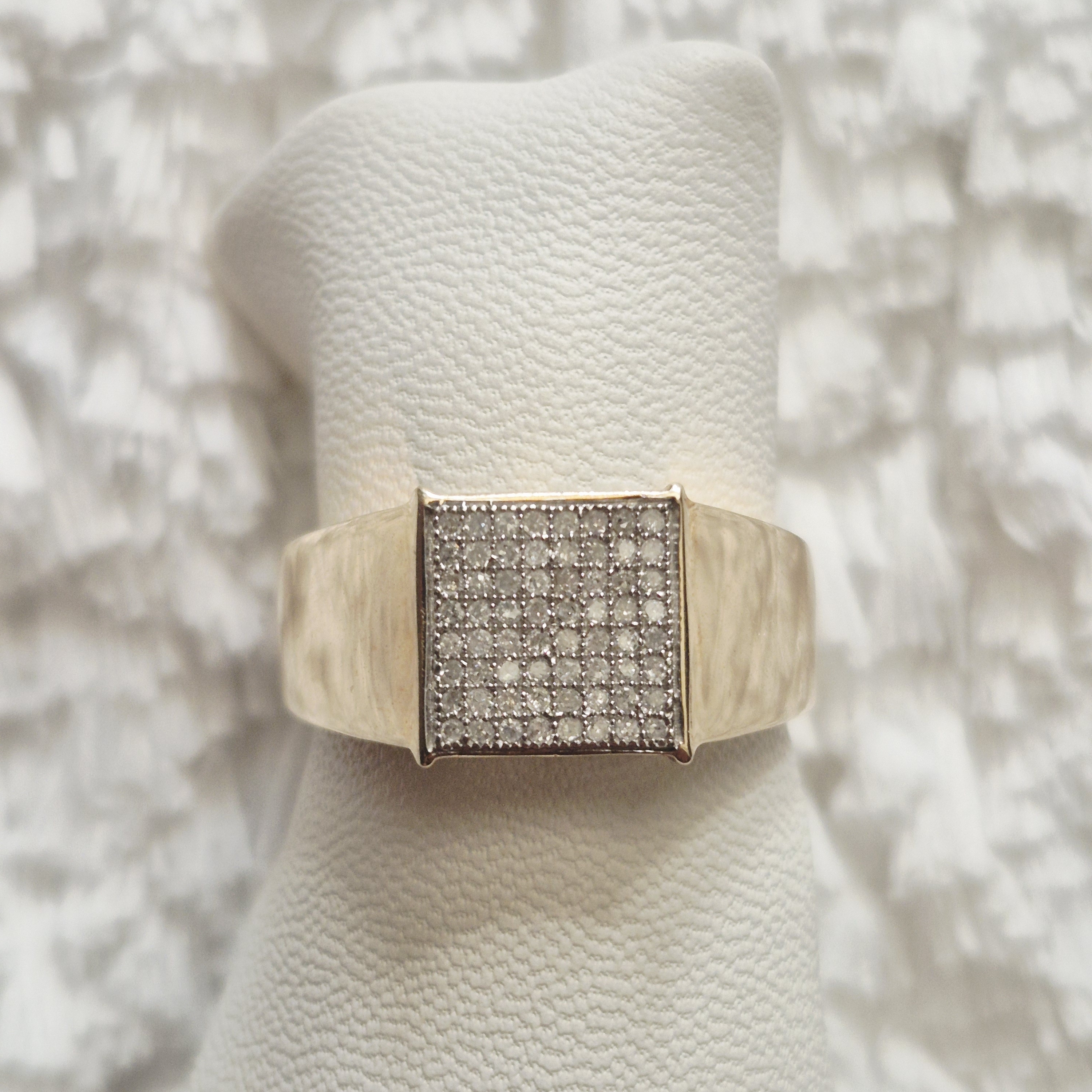 10k Yellow Gold Diamond Cluster Square Ring